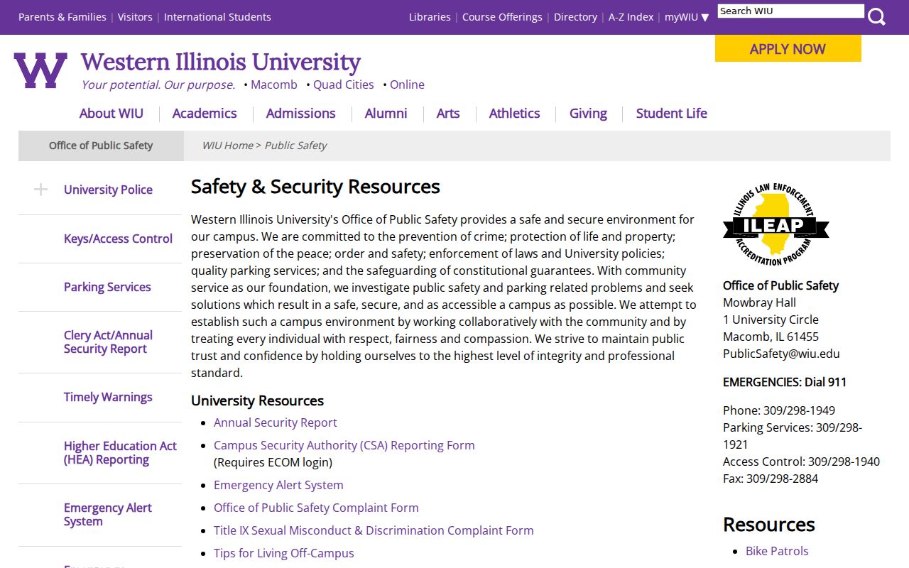Macomb criminal records resources at WIU Public Safety