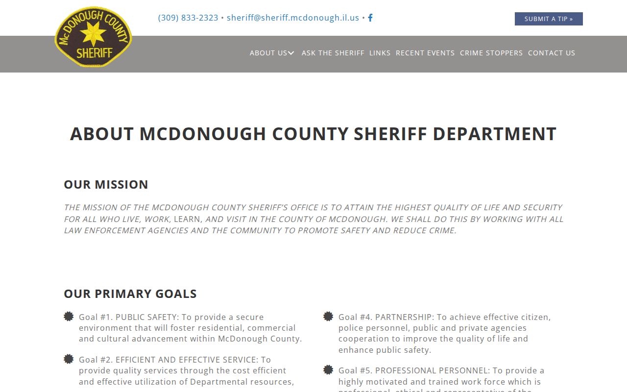 McDonough County arrest history jail and visitation information