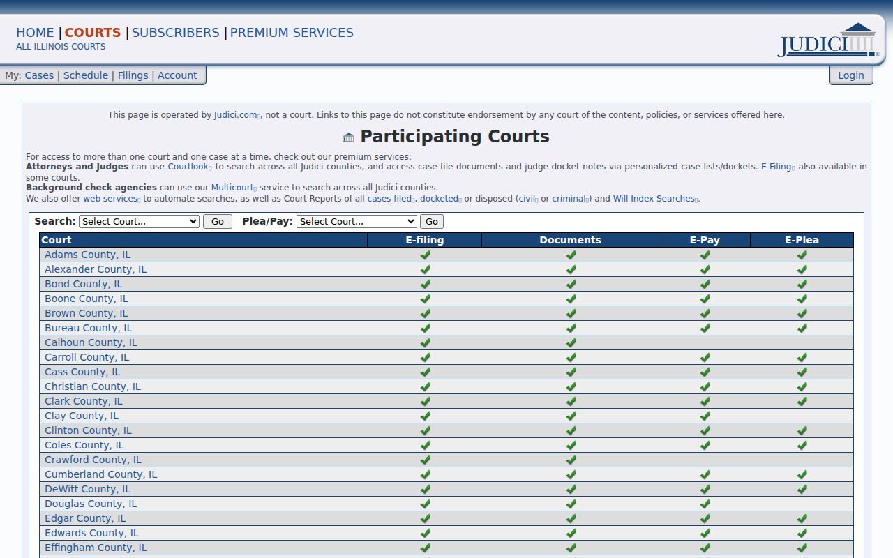 McDonough County criminal court cases on Judici court list