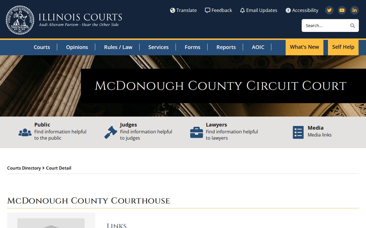 McDonough County criminal history courthouse record office