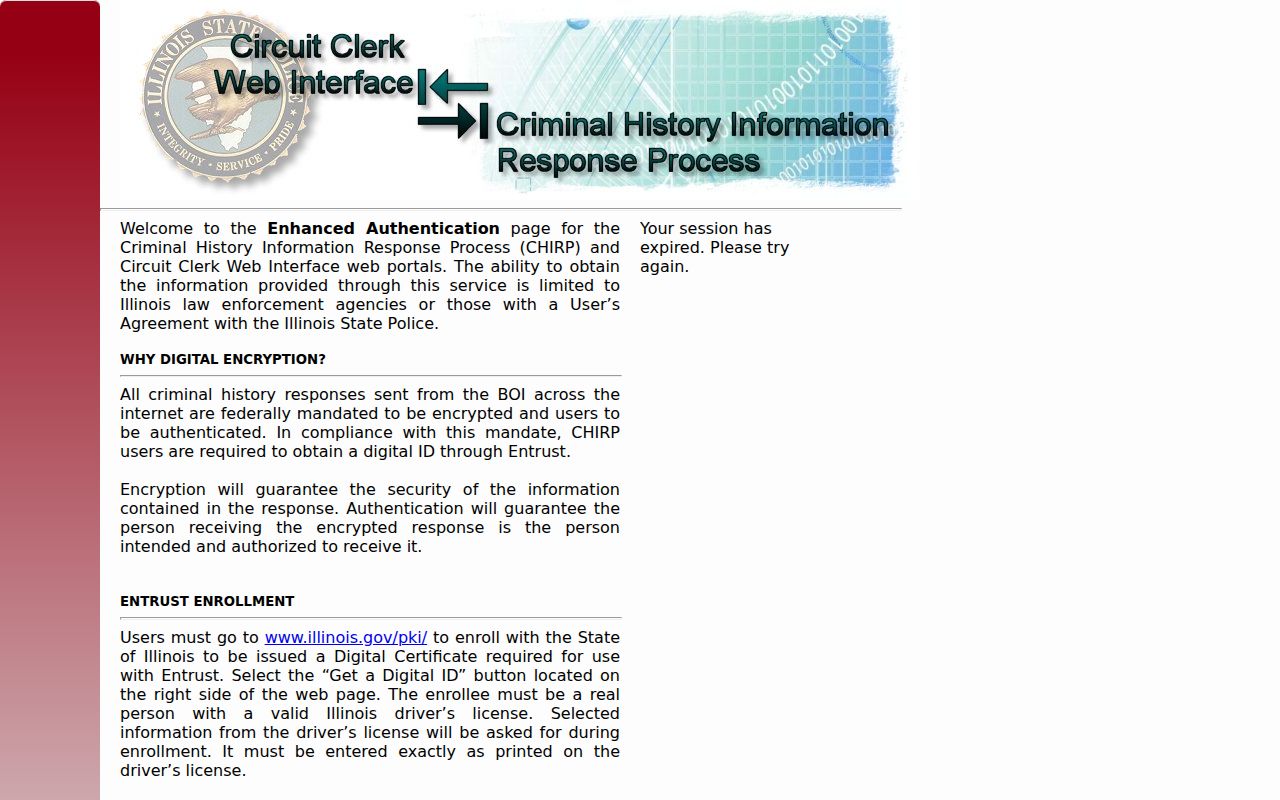 McDonough County criminal history CHIRP account portal